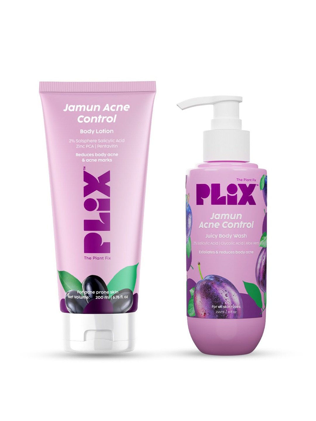 

PLIX THE PLANT FIX Jamun Salicylic Acid Body Wash & Body Lotion Combo, Purple