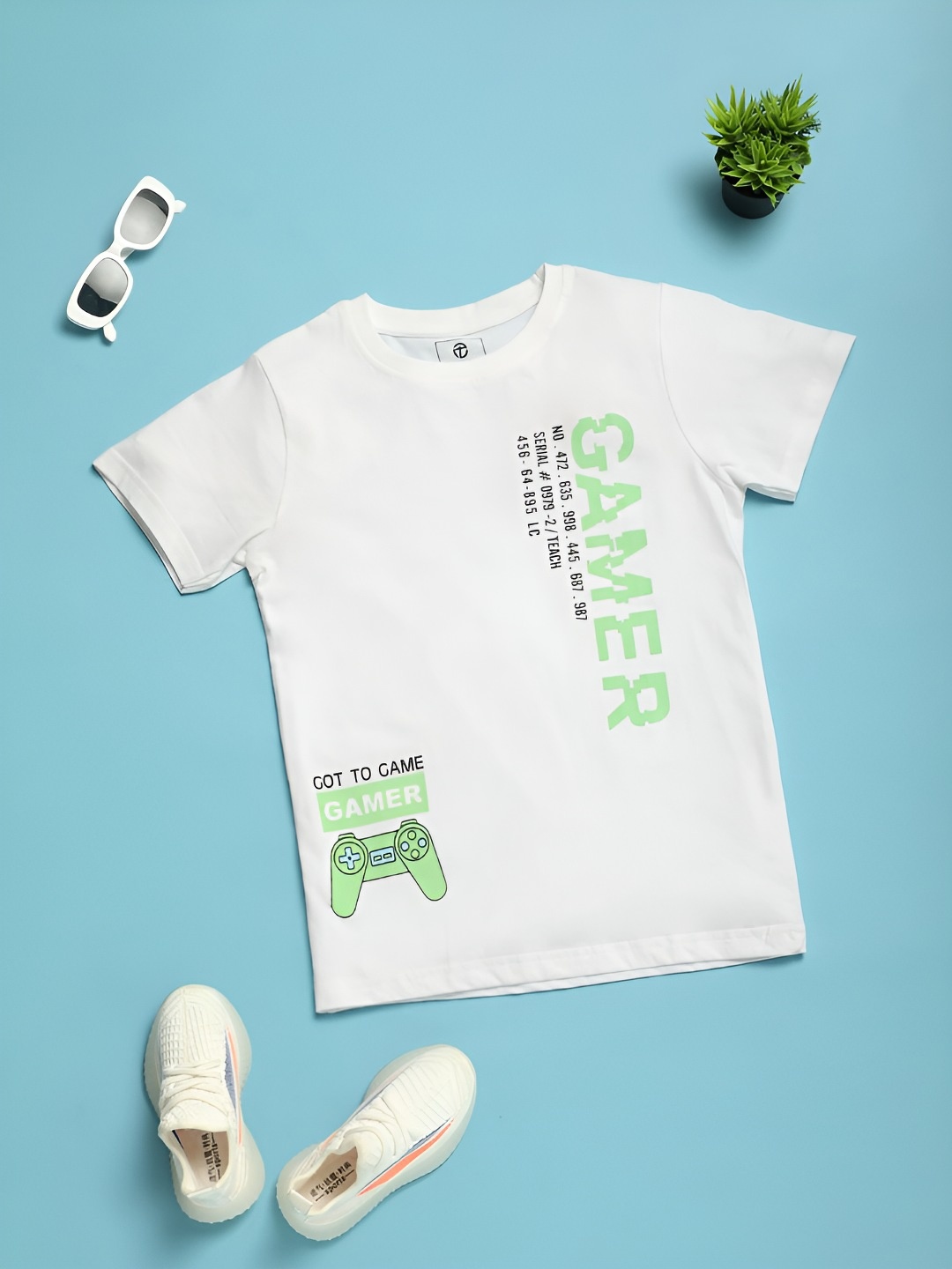 

V-Mart Boys Typography Printed Round Neck Cotton T-shirt, White