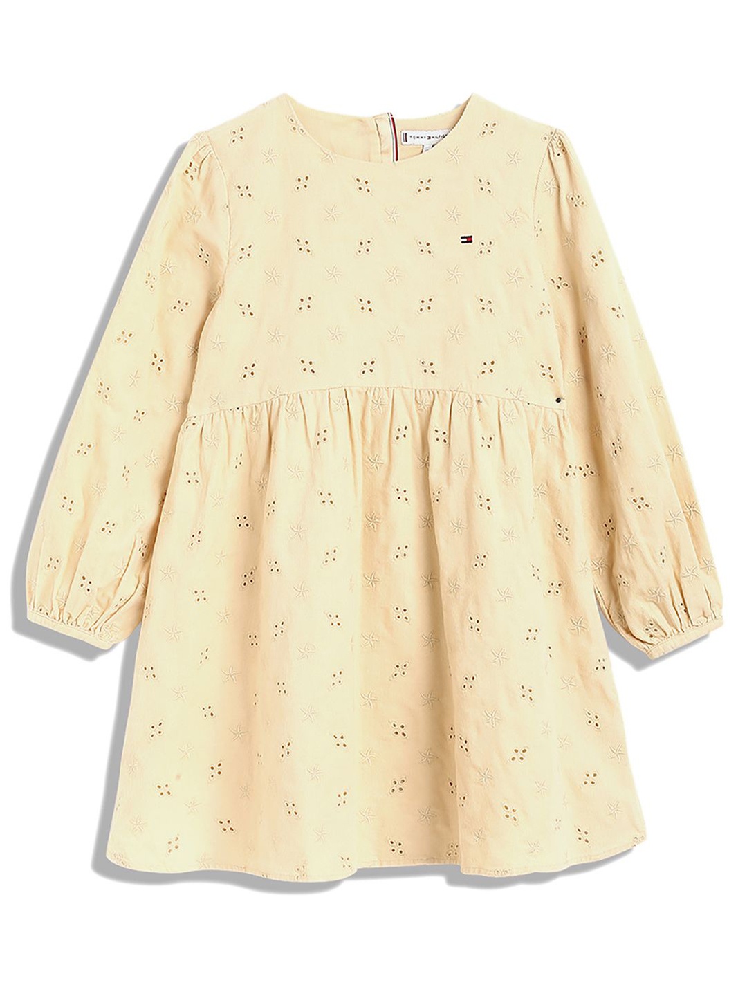 

Tommy Hilfiger Girls Round Neck Fit and Flare Dress, Beige