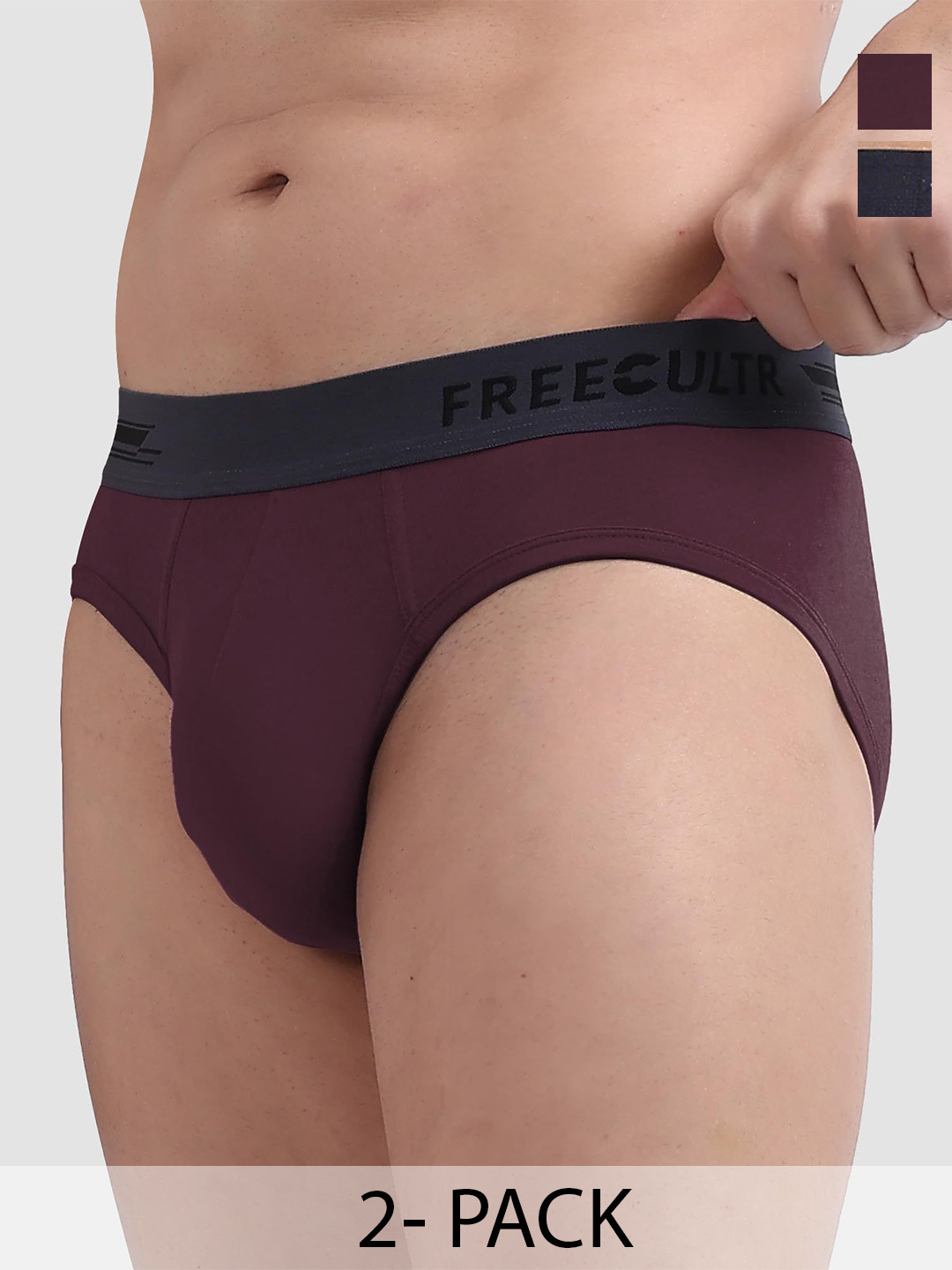 

FREECULTR Pack Of 2 Anti Bacterial Micromodal Basic Briefs, Purple