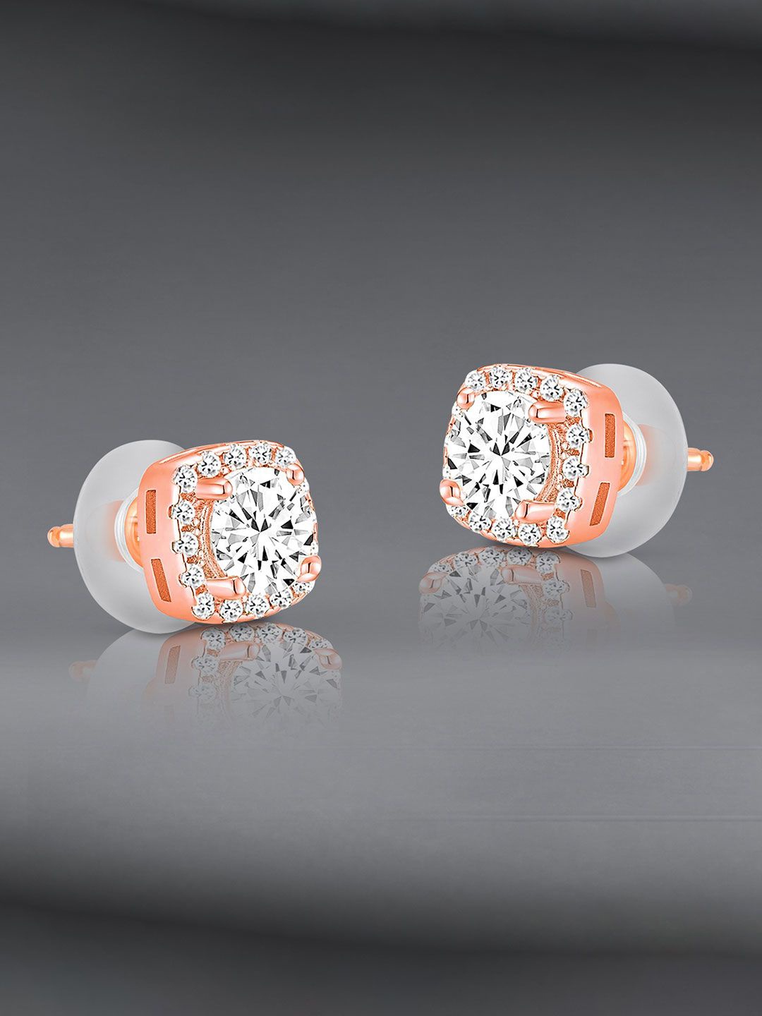 

Peora Rose Gold-Plated Cubic Zirconia Studded Contemporary Studs