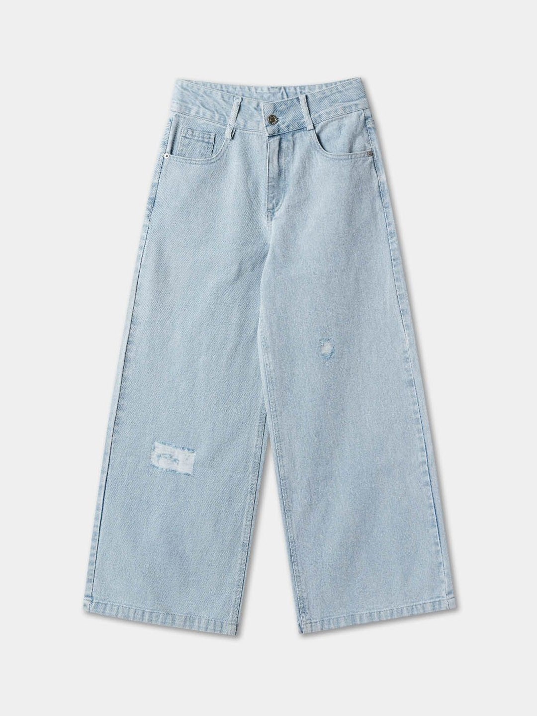 

R&B Girls Regular Fit Low Distress Cotton Jeans, Blue