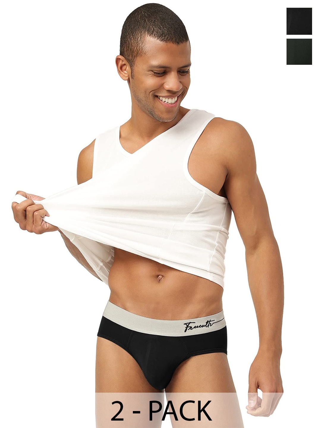 

FREECULTR Men Pack Of 2 Anti Bacterial Basic Briefs, Grey