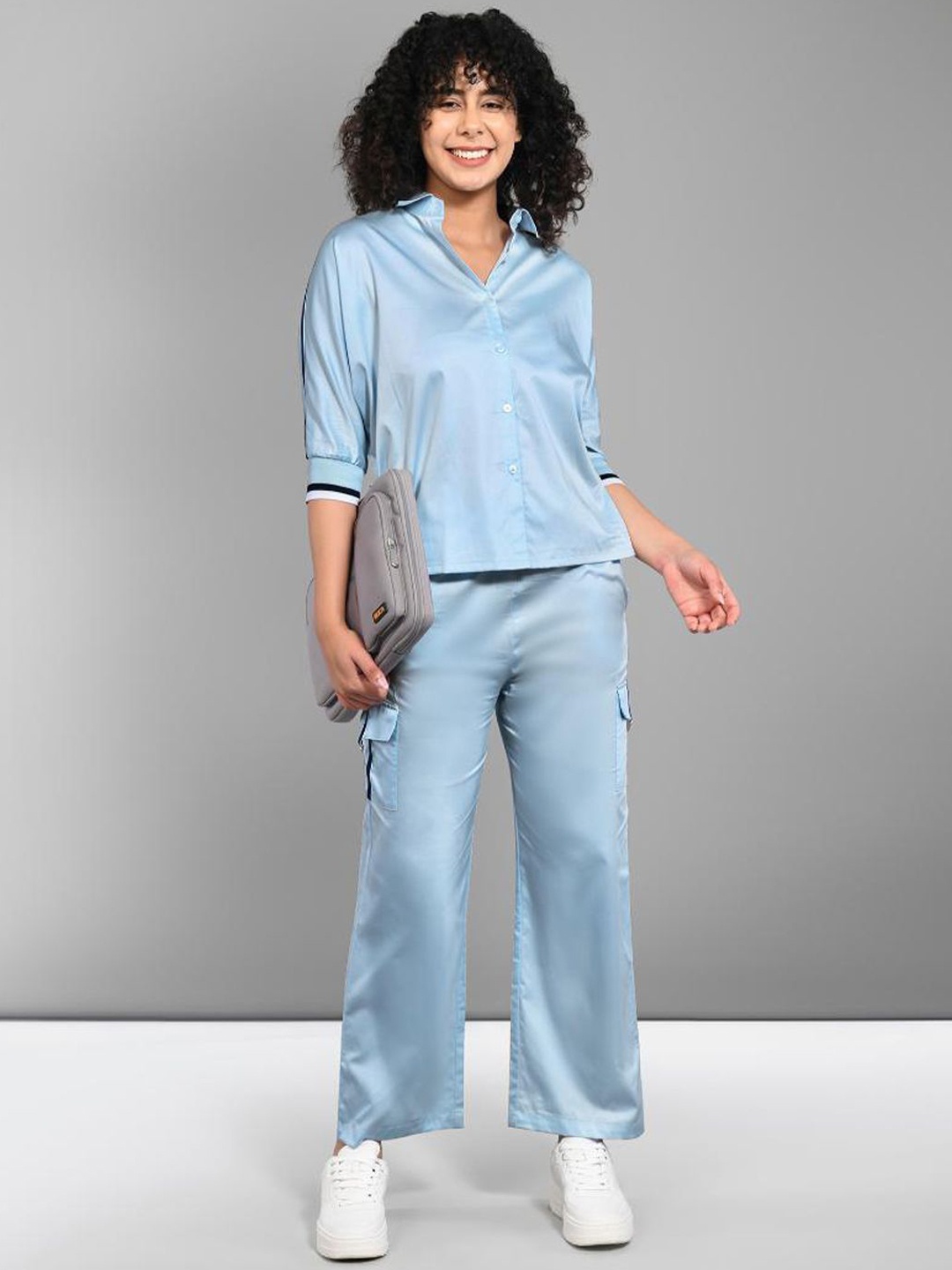 

Tuna London Pure Cotton Shirt & Cargo Pant Co-Ords, Blue
