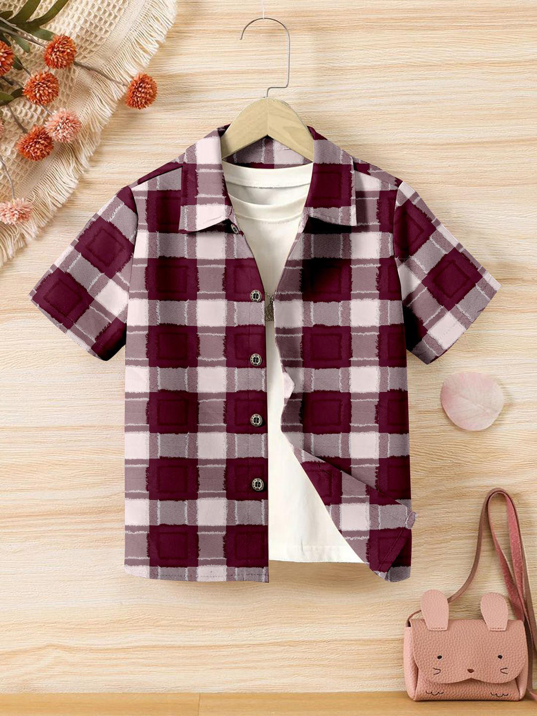 

BAESD Boys Premium Cutaway Collar Checked Cotton Casual Shirt, Black