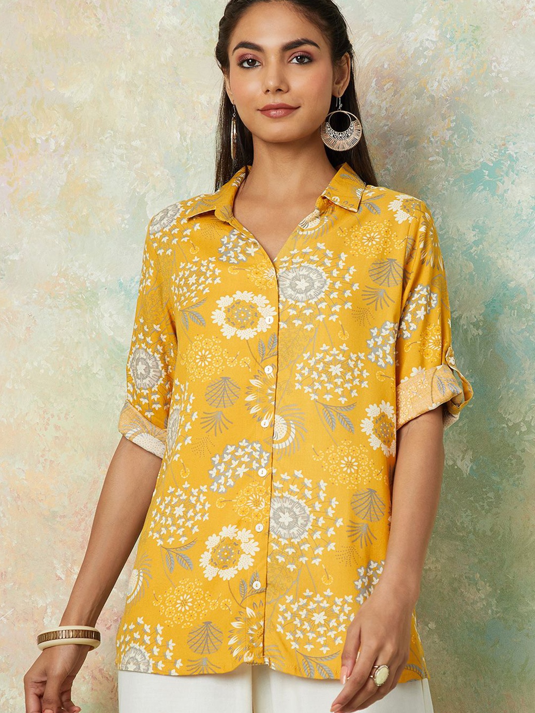 

Melange by Lifestyle Women Printed Shirt, Mustard