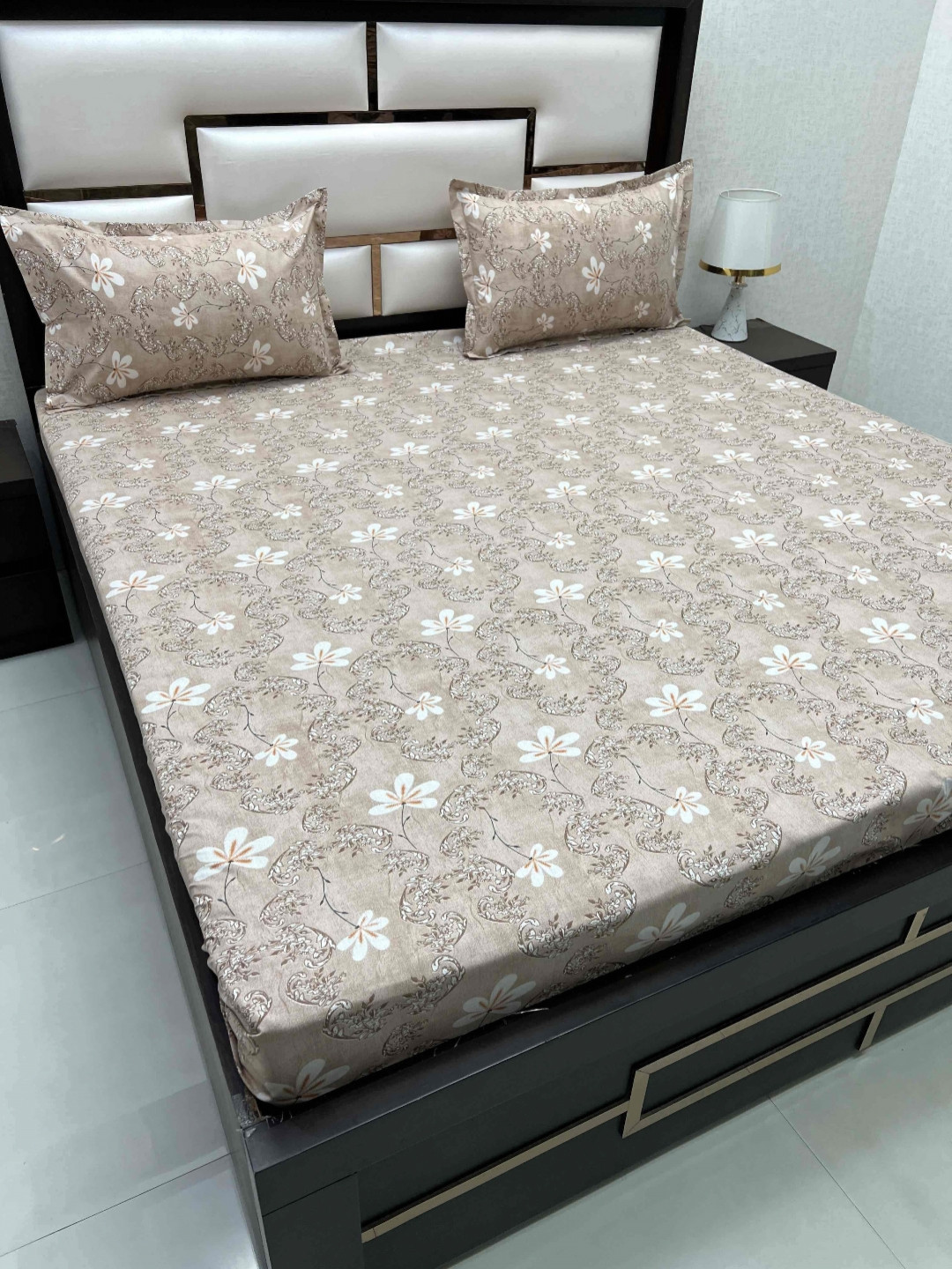 

Pure Decor Cotton Queen Size Double Bed Bedsheet With 2 Pillow Covers 2.28m X 2.54m, Brown