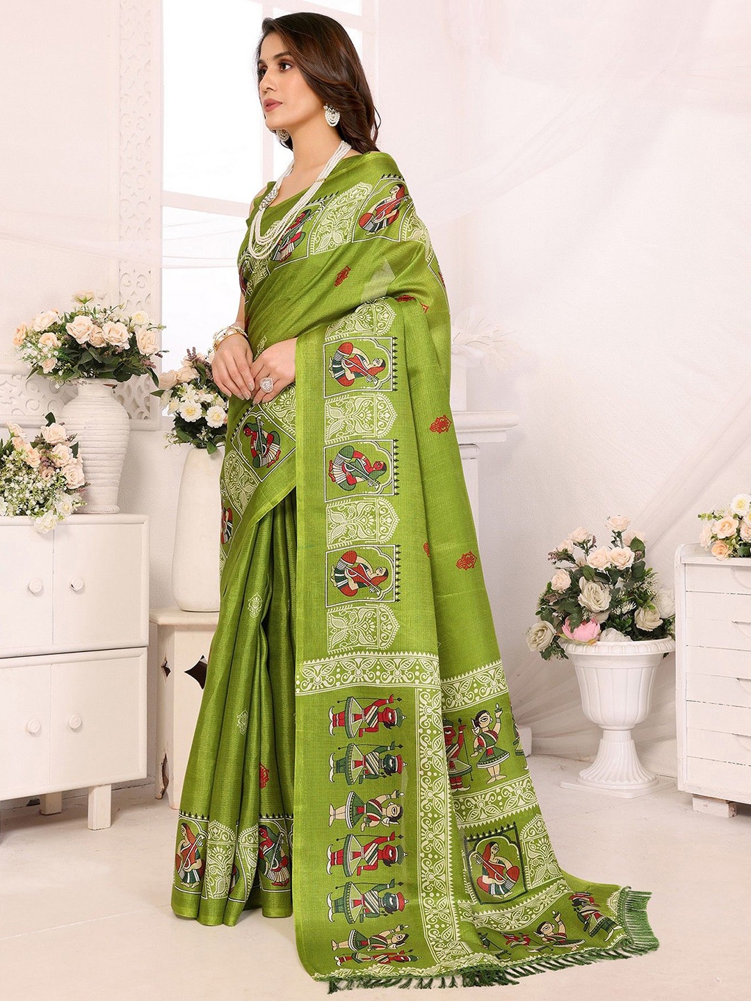 

KALINI Leheriya Leheriya Saree, Green