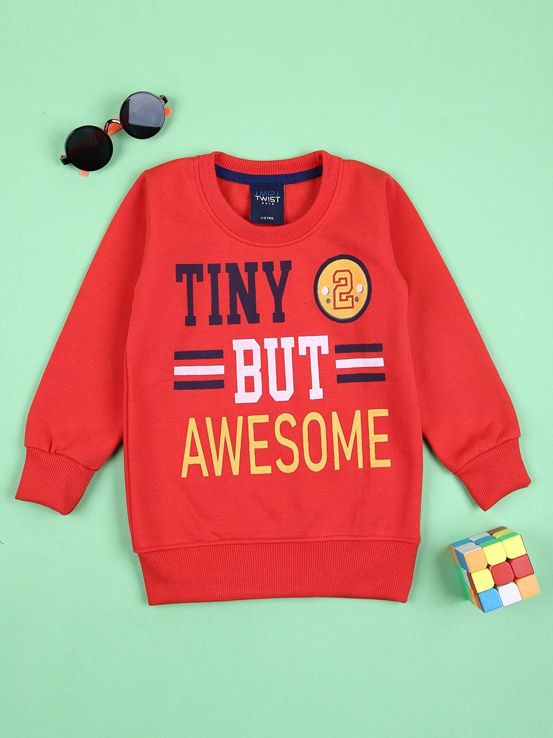 

V-Mart Boys Printed Round Neck Pullover Sweatshirt, Red