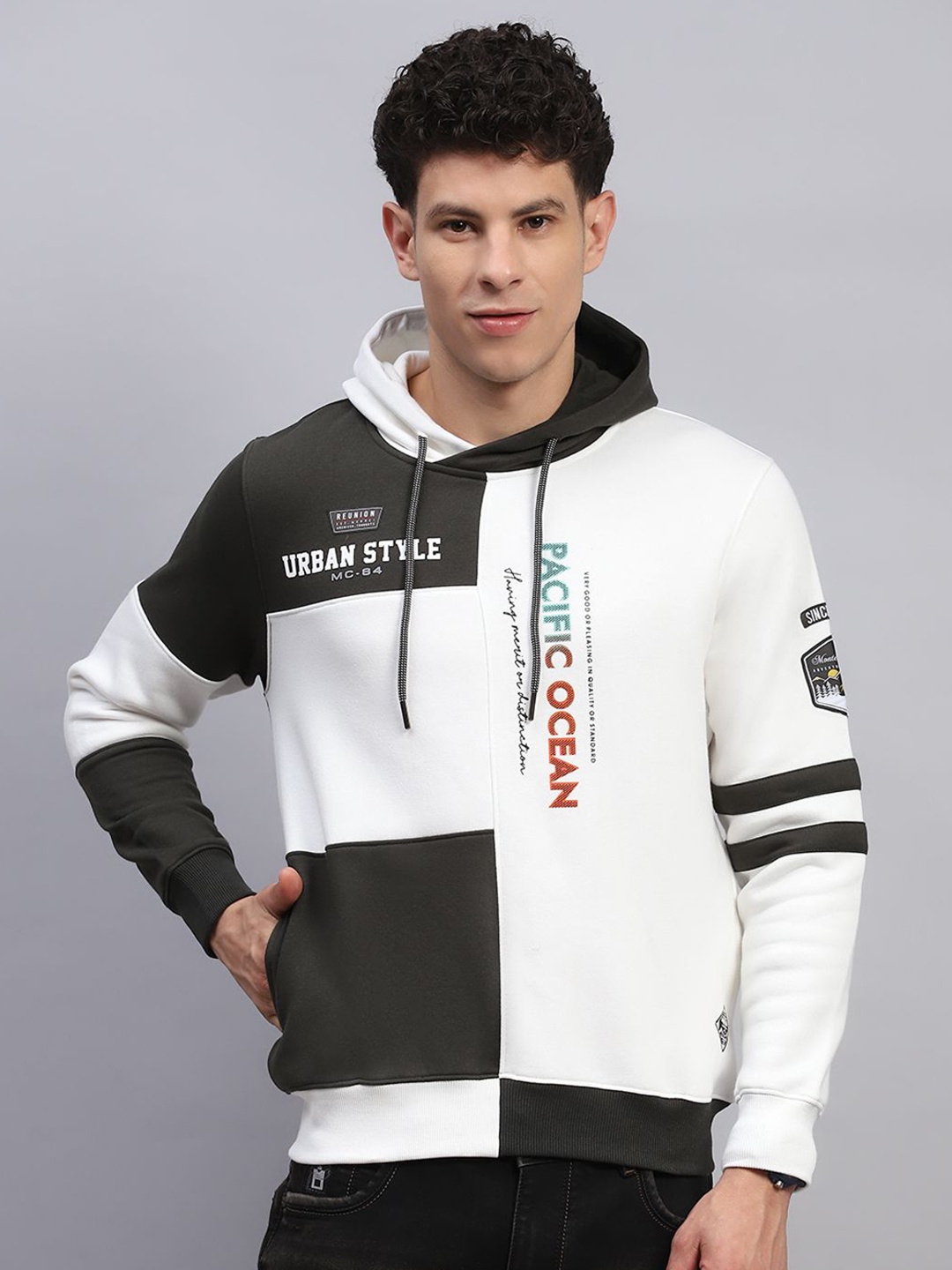 

Monte Carlo Men Colourblocked Cotton Sweatshirt, White