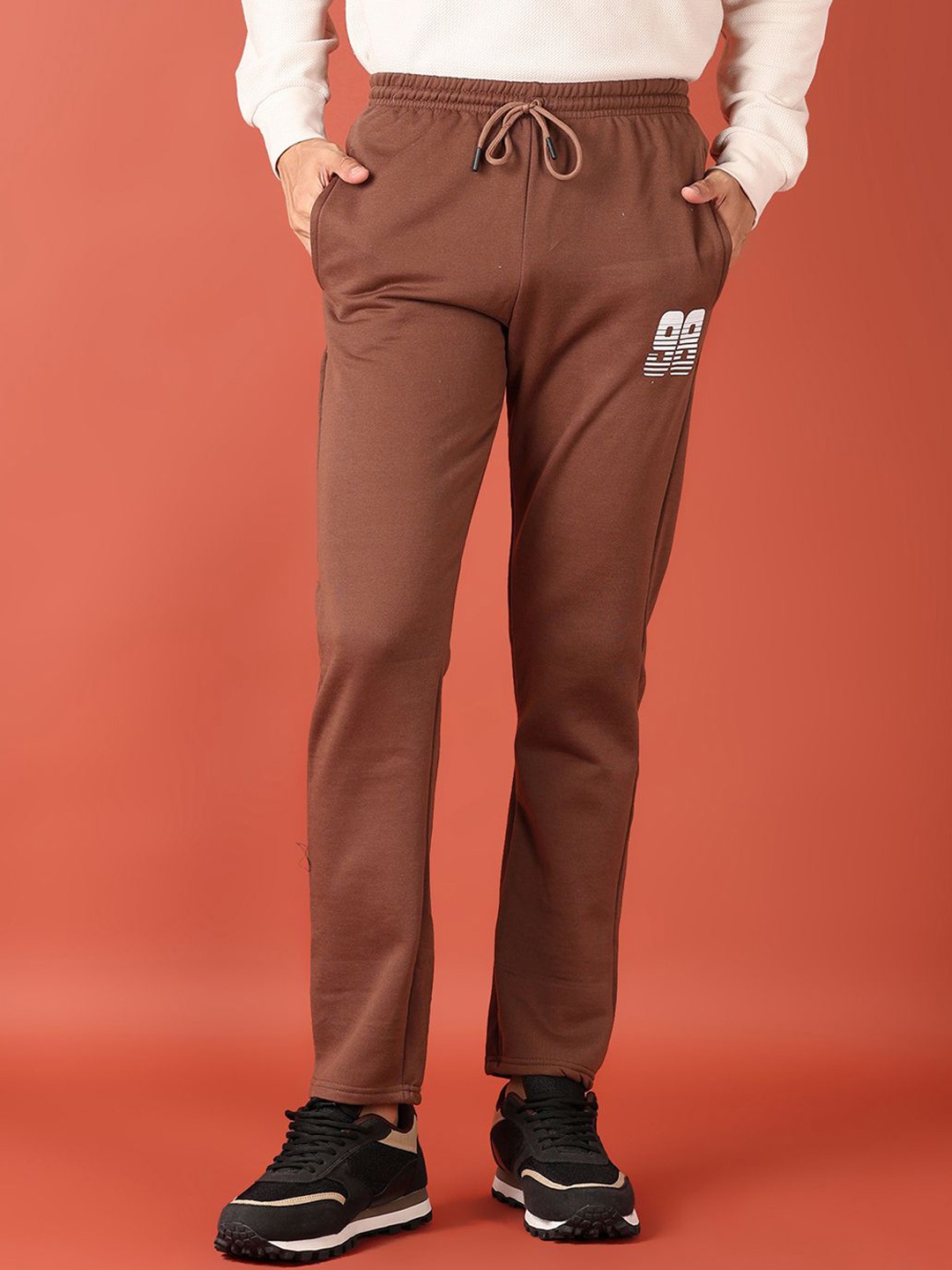 

V-Mart Men Regular Fit Cotton Track Pant, Brown
