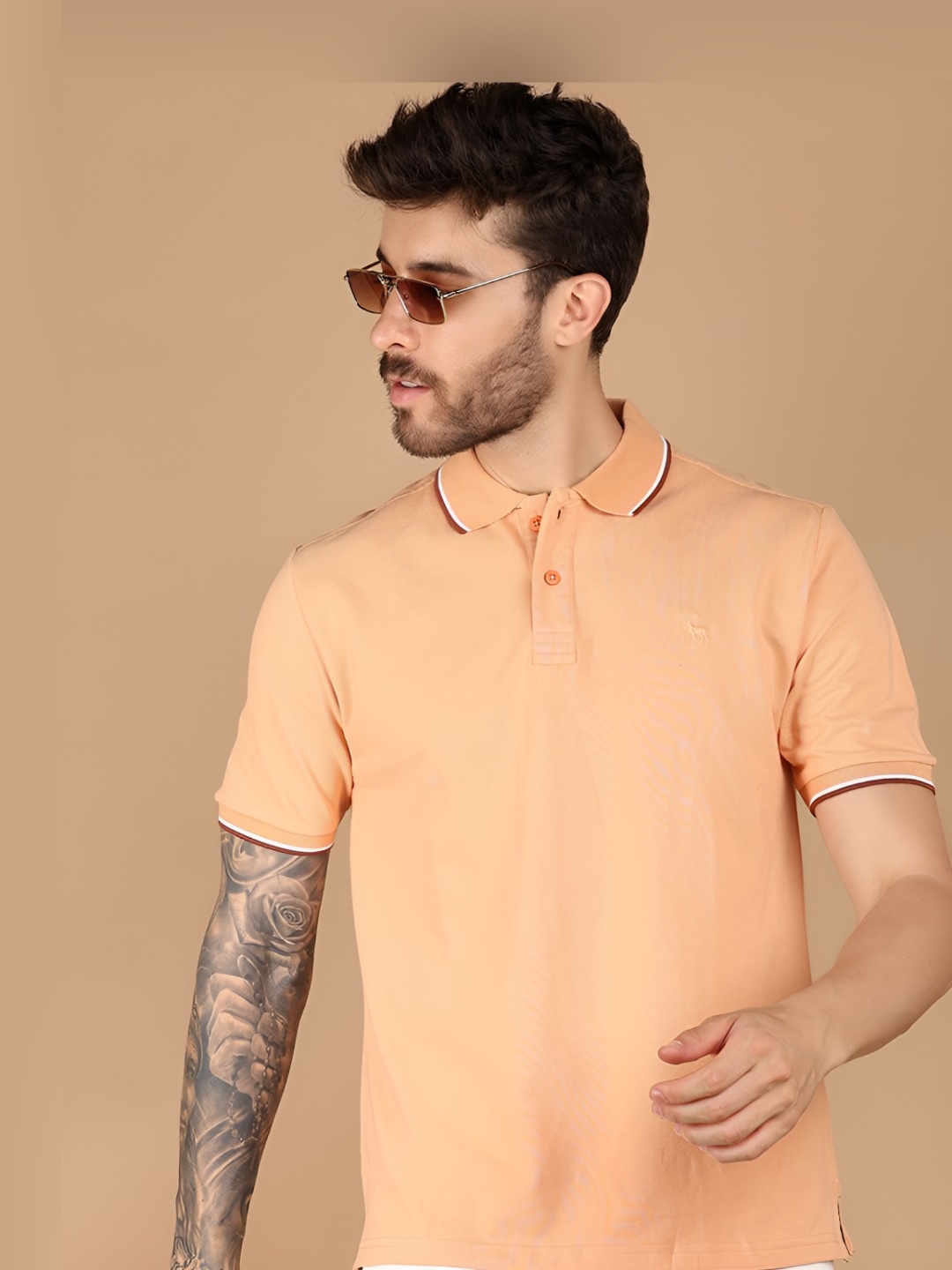 

V-Mart Men Solid Polo Collar T-shirt, Coral