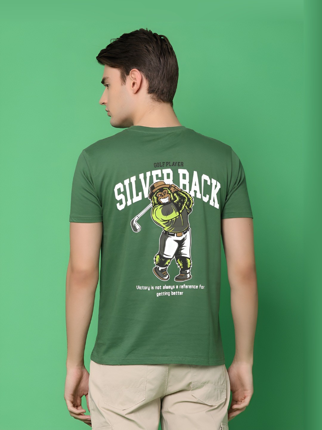 

V-Mart Men Typography Printed Round Neck Cotton T-shirt, Green