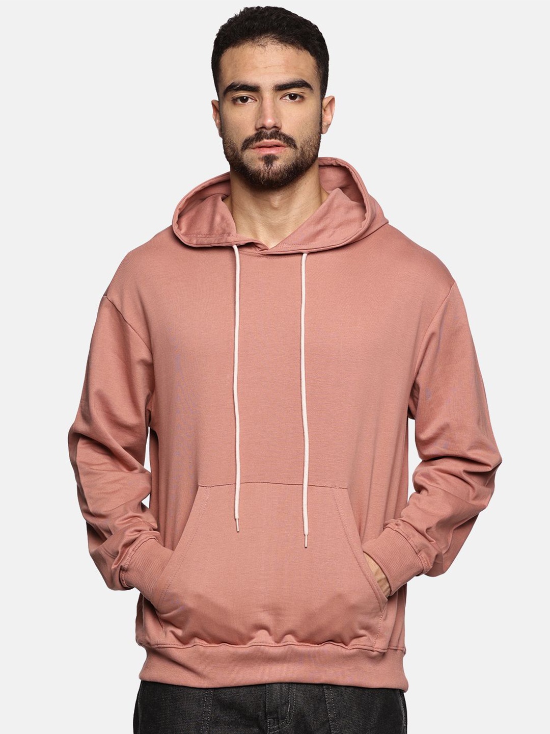 

The Roadster Lifestyle Co Men Cotton Relaxed Fit Hooded Sweatshirts, Rose