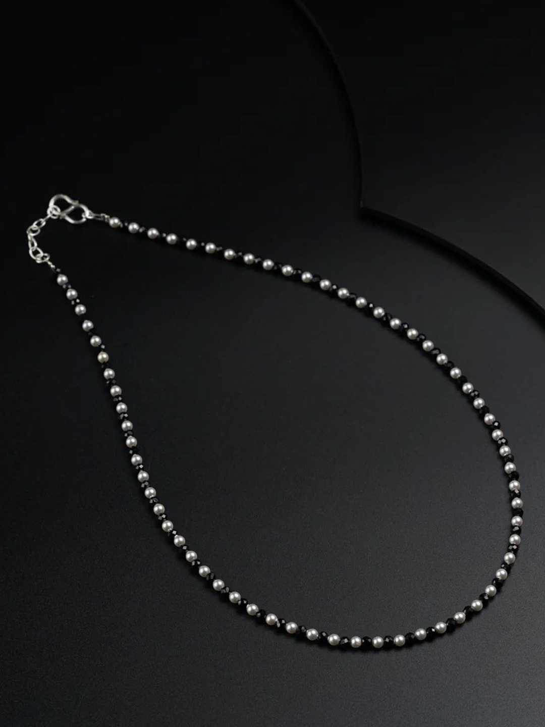 

House of Aadyaa 92.5 Sterling Silver Pearls Beaded & Stone Studded Chain