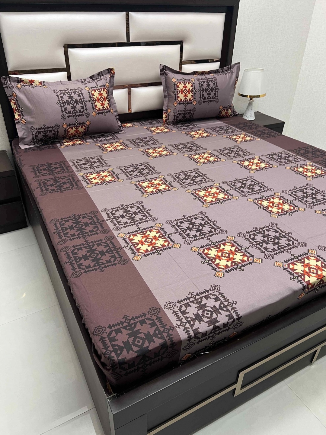 

Pure Decor Cotton Queen Size Double Bed Bedsheet With 2 Pillow Covers 2.28m X 2.54m, Brown