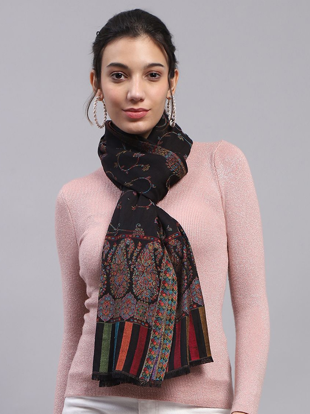 

Monte Carlo Women Woven Design Stole, Black