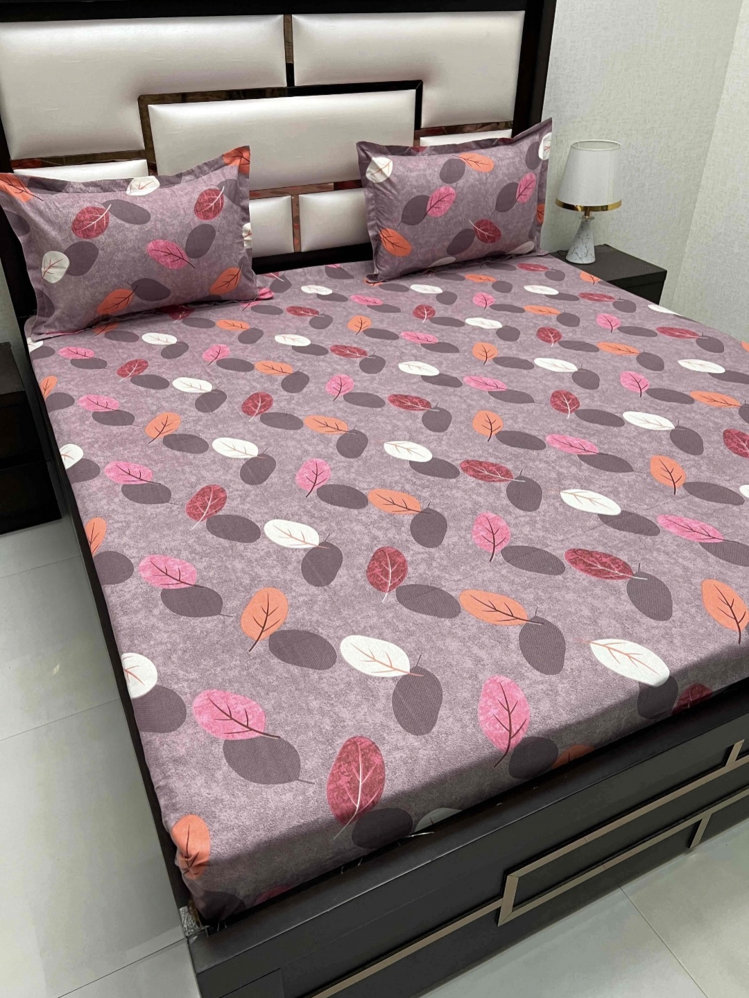 

Pure Decor Passion Purple Floral Printed Pure Cotton 350TC Queen Bedsheet Set 2.52 x 2.28m