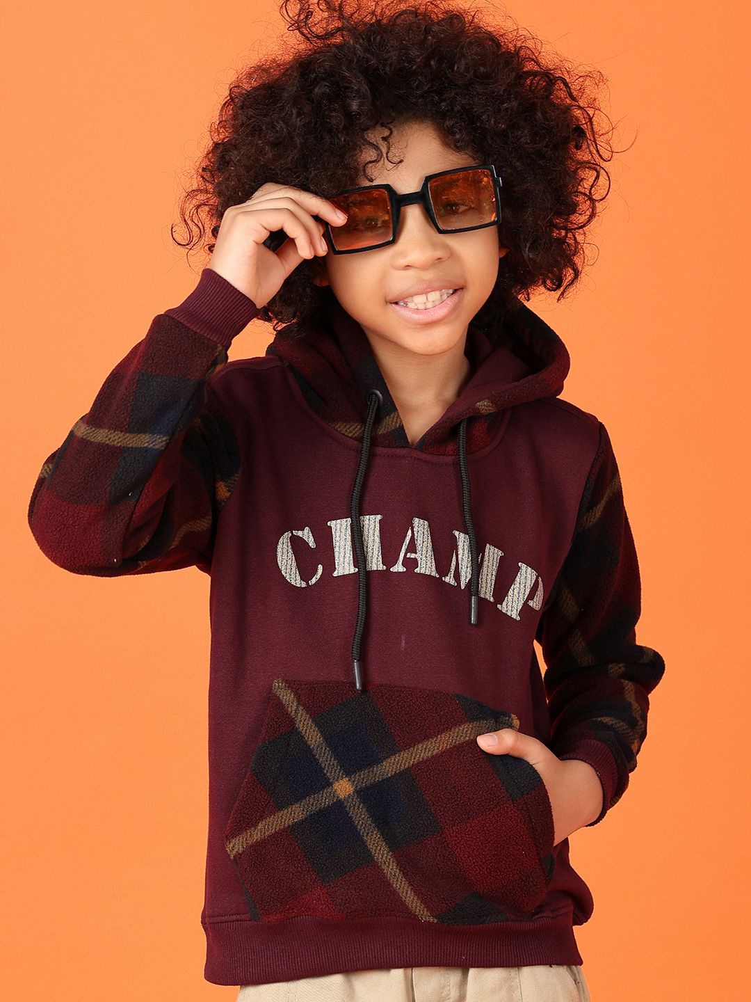 

V-Mart Boys winters Hooded Sweatshirt, Maroon