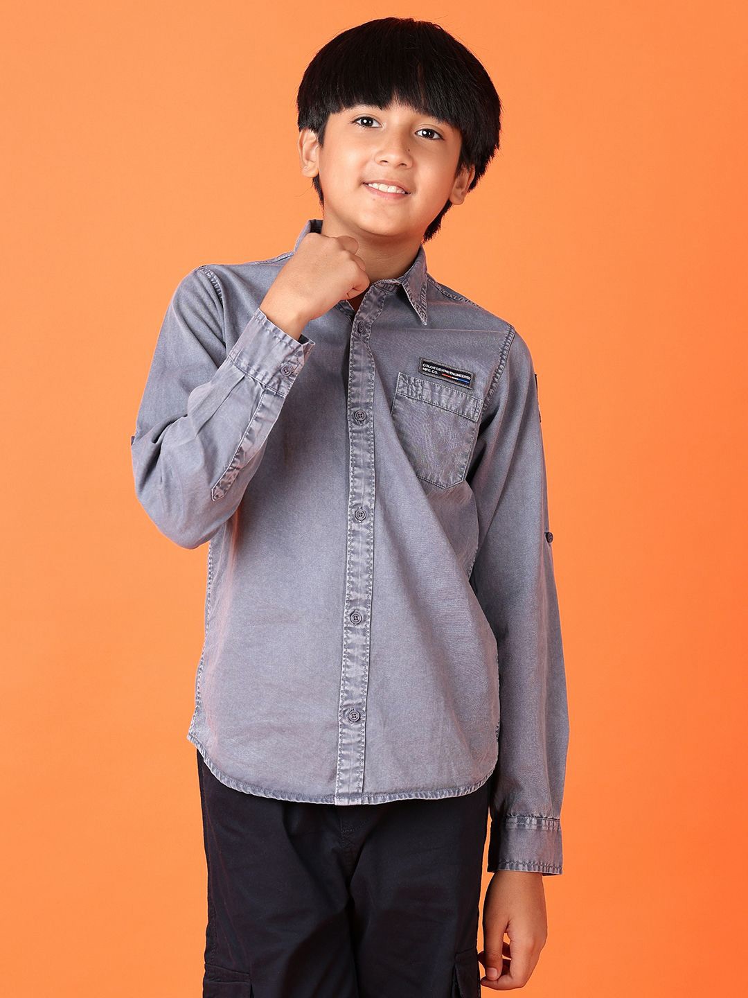 

V-Mart Boys Opaque Checked Casual Shirt, Grey