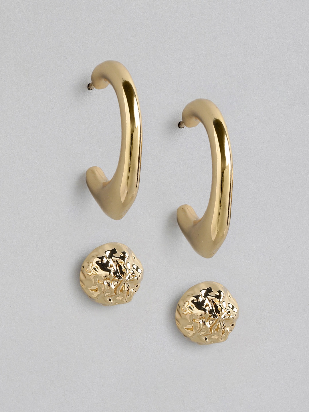 

Forever New Gold-Plated Contemporary Half Hoop Earrings