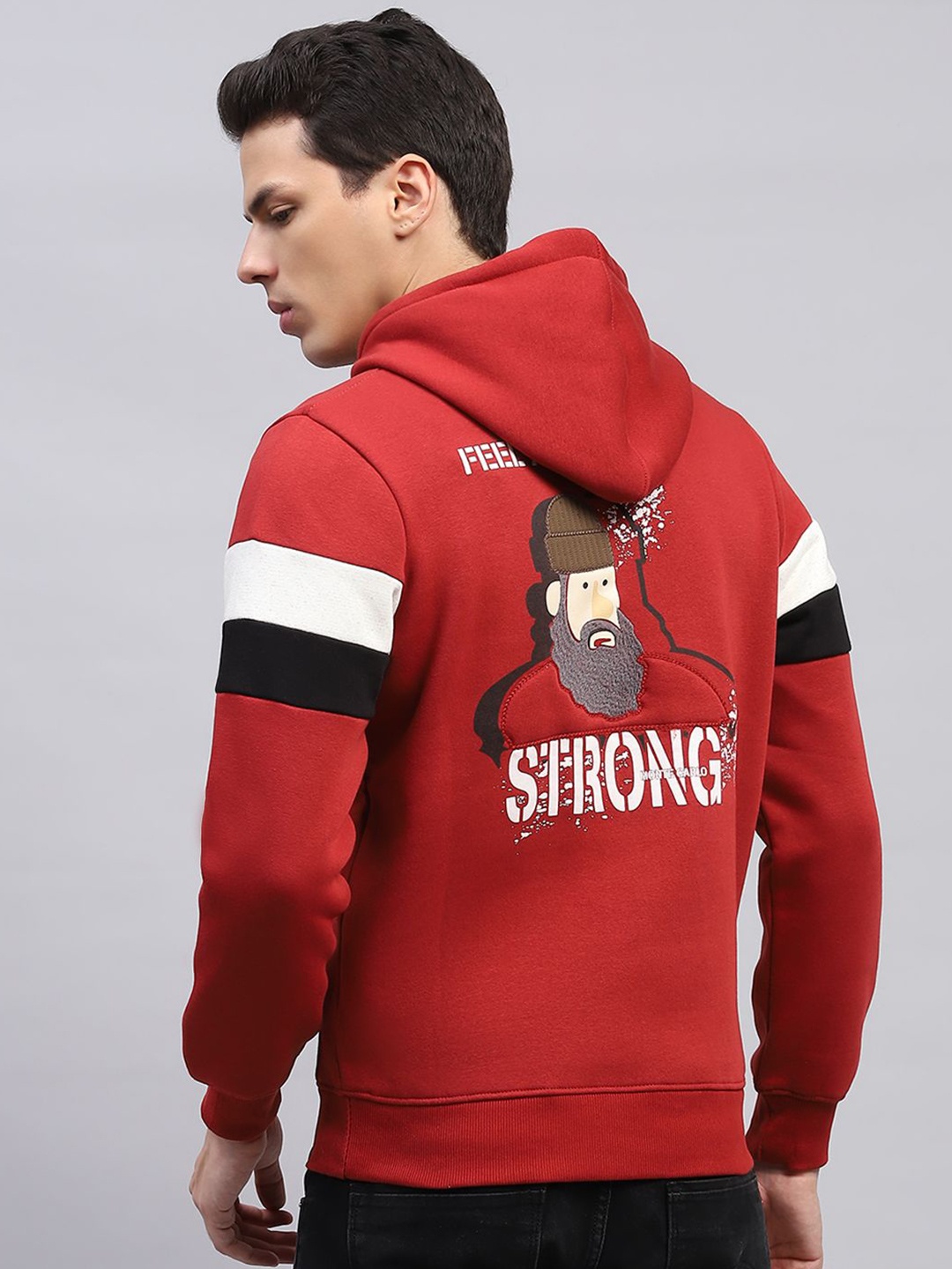 

Monte Carlo Men Printed Hooded Cotton Pullover Sweatshirt, Maroon