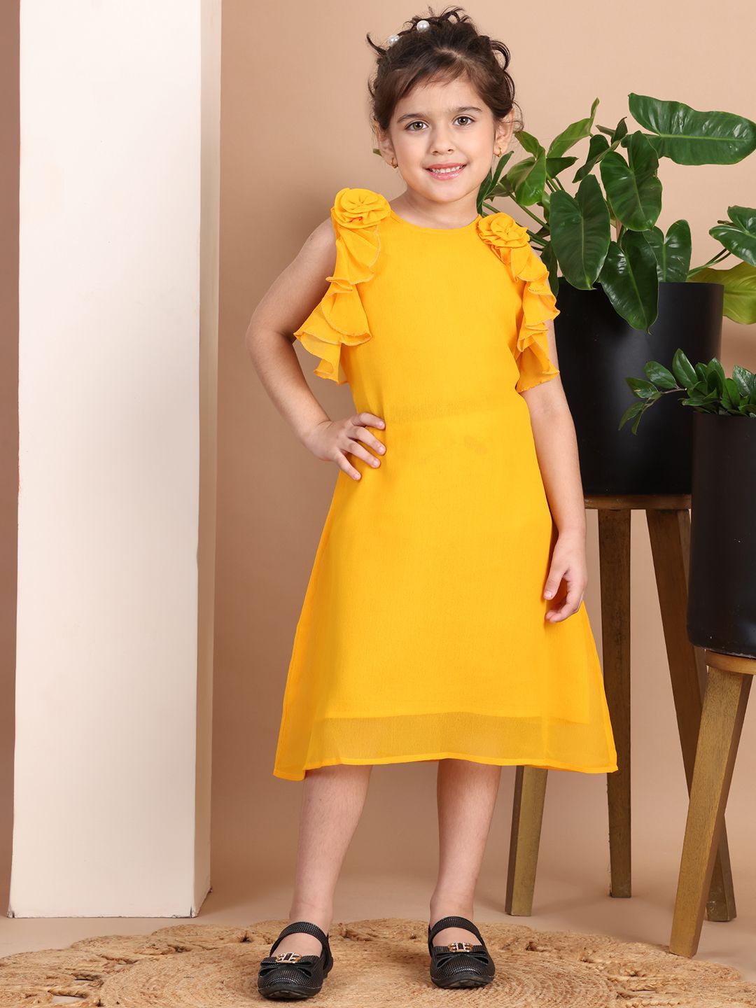 

Baawri Girls Ruffle Detail A-Line Dress, Yellow