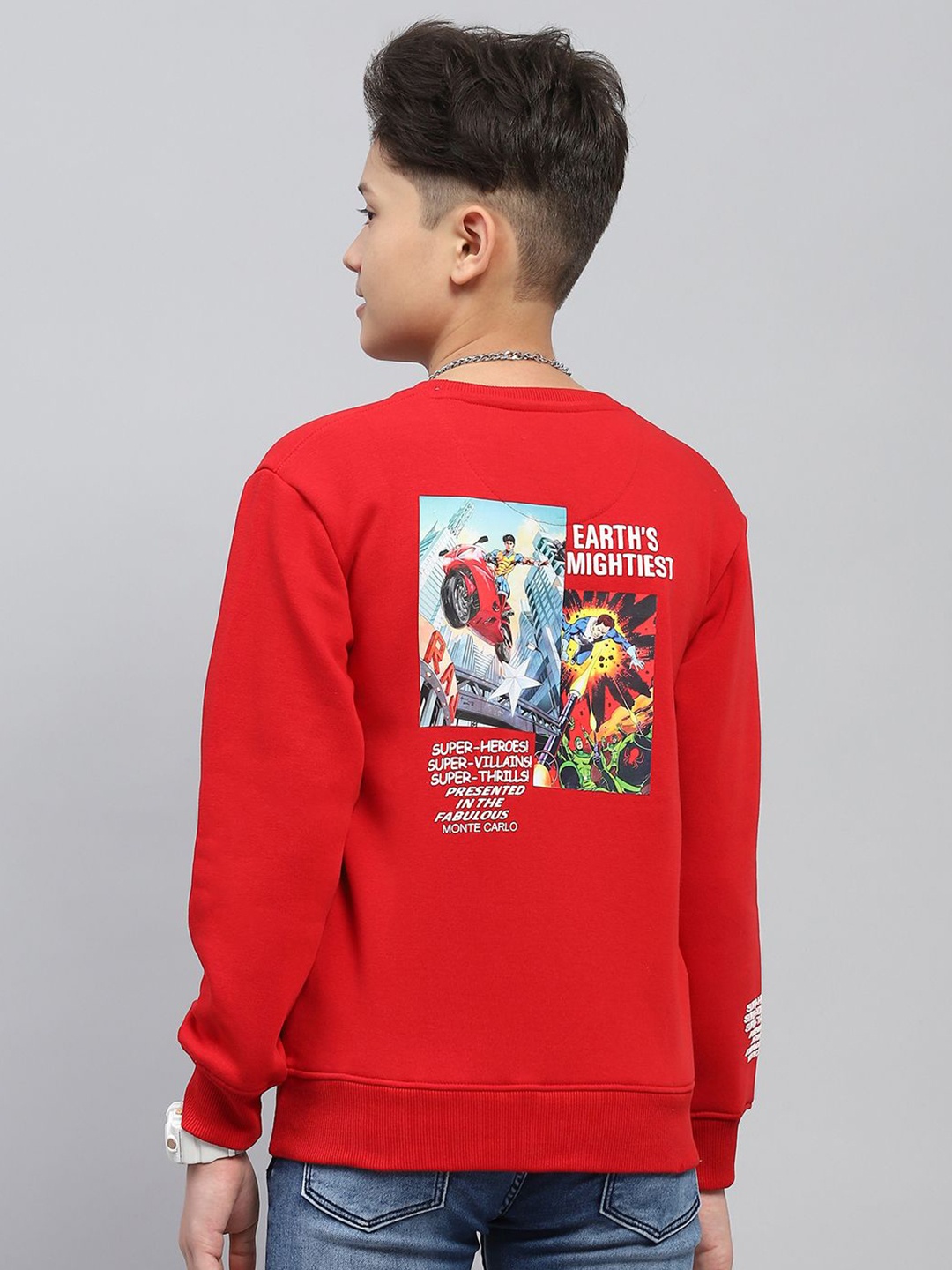 

Monte Carlo Boys Printed Cotton Pullover Sweatshirt, Red