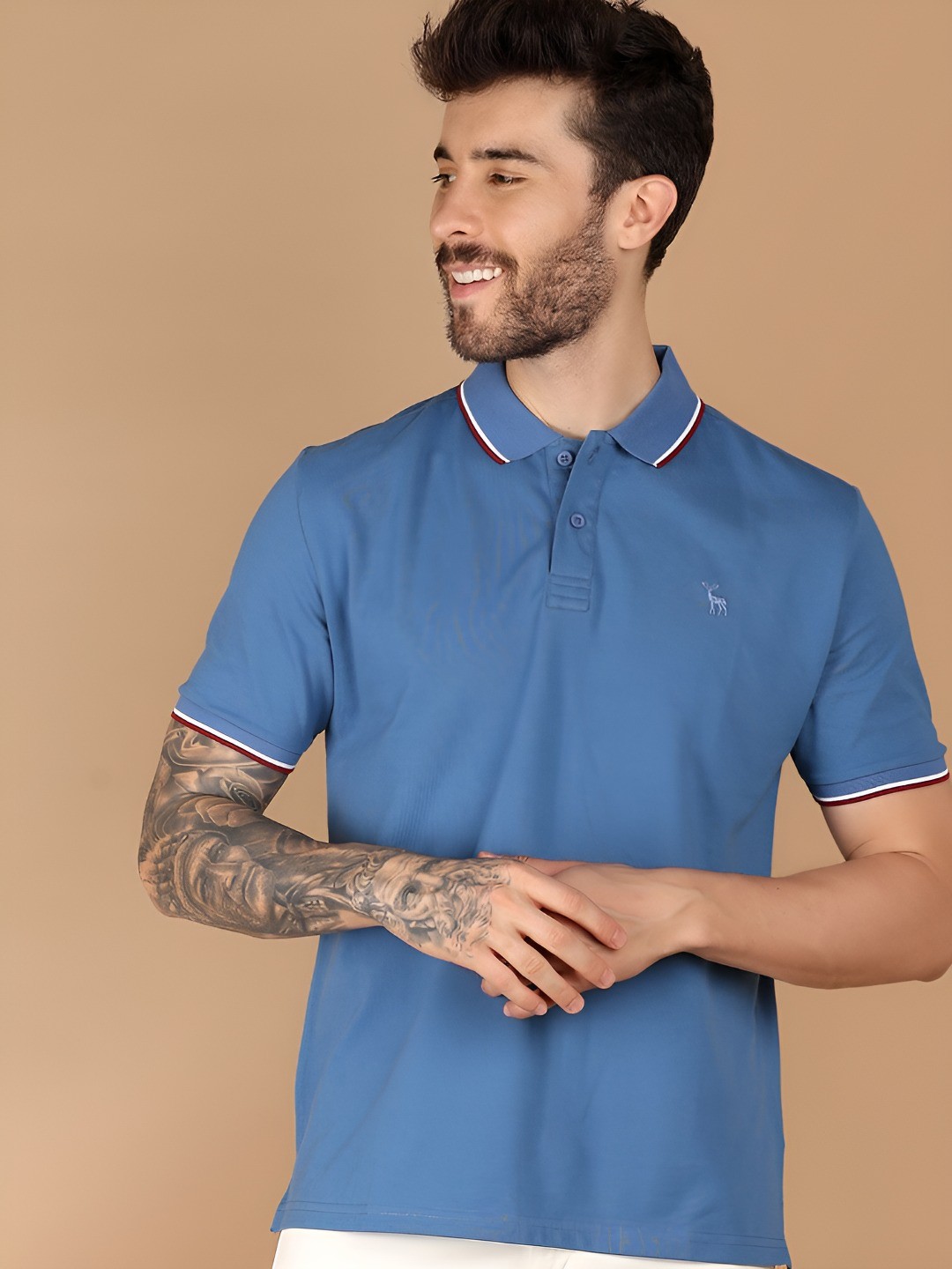 

V-Mart Men Solid Polo Collar T-shirt, Blue
