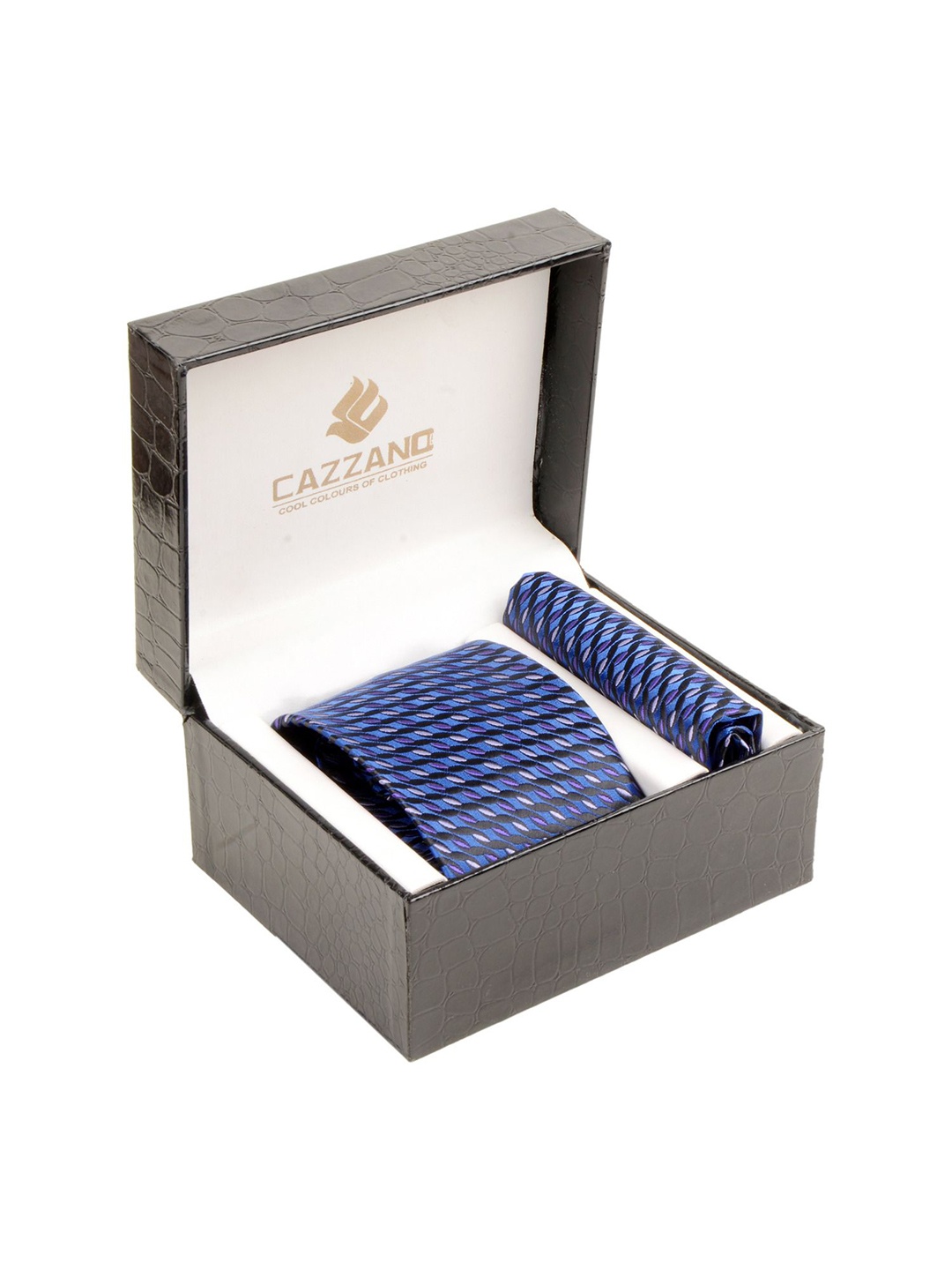 

Cazzano Men Tie and Pocket Square Gift Set, Blue