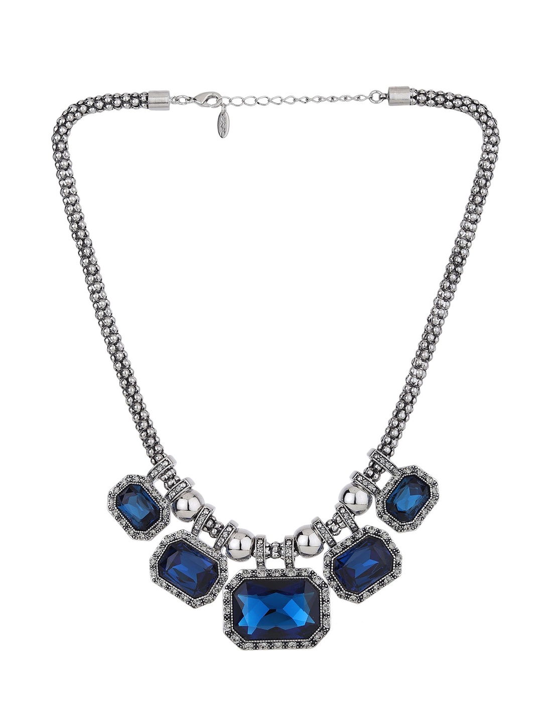 

RHOSYN Silver-Plated Stainless Steel Cubic Zirconia Stone Studded Necklace