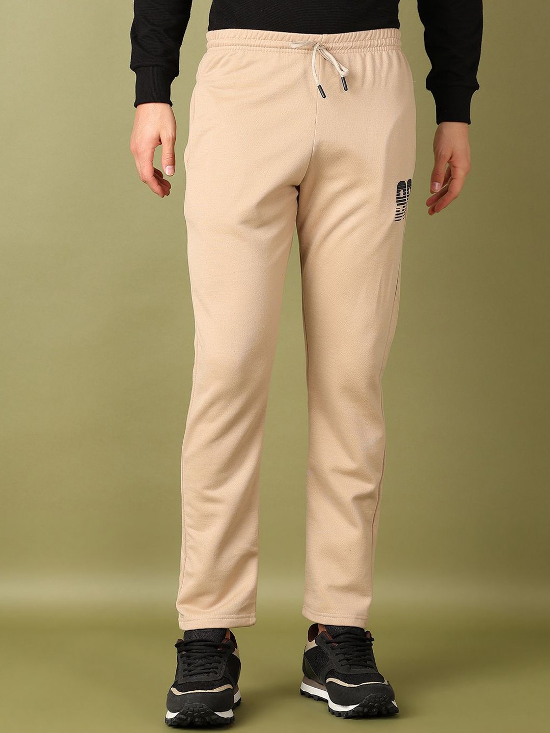 

V-Mart Men Mid-Rise Cotton Track Pant, Beige