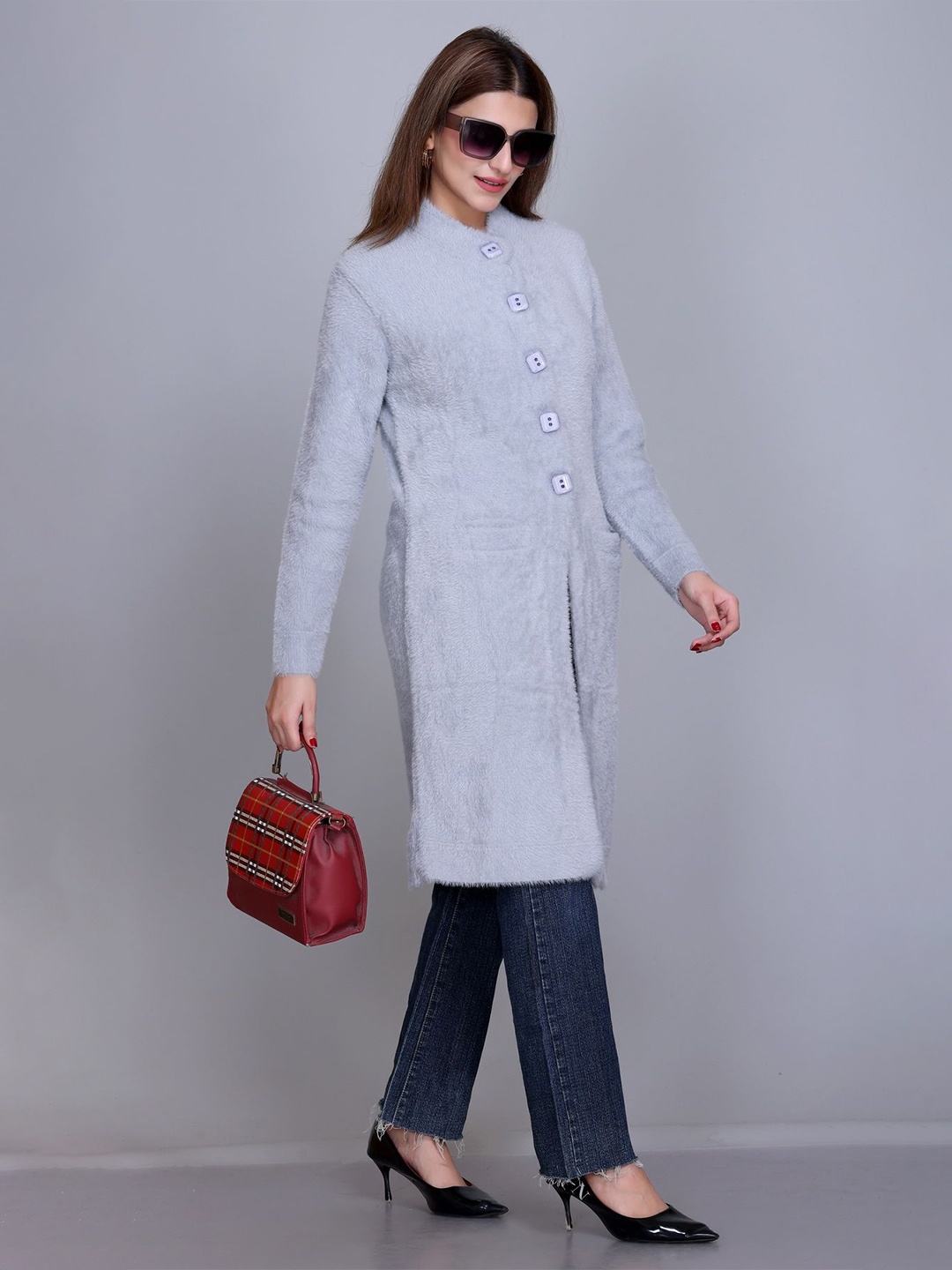 

Winter Wonders Women Self Design Longline, Grey