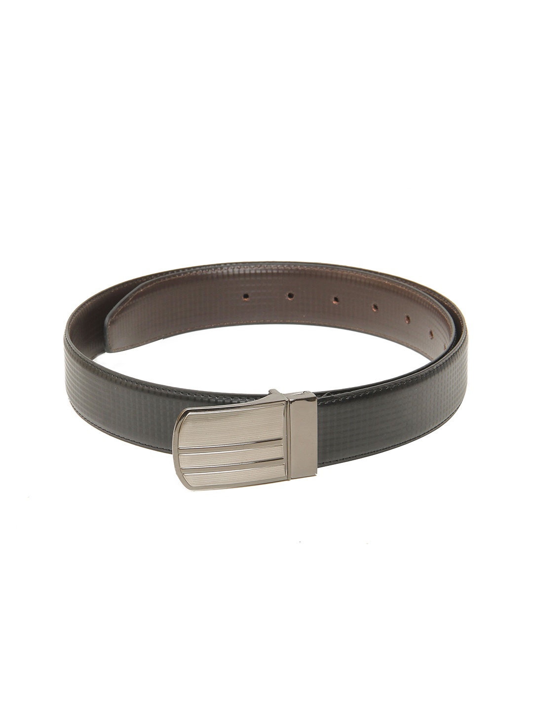 

Cazzano Men Leather Reversible Belt With Buckle Closure, Black