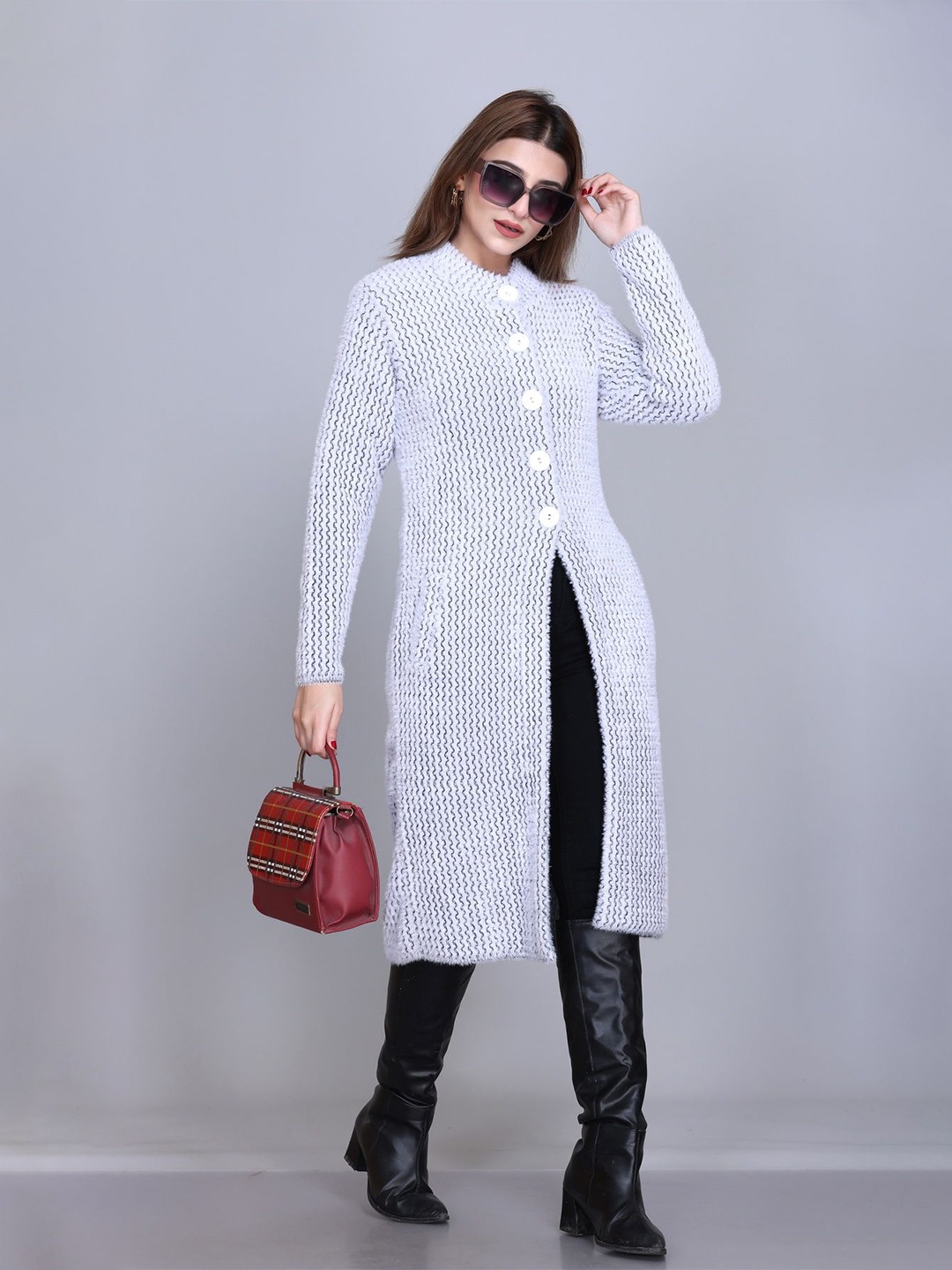 

Winter Wonders Women Woollen Longline Cardigan, White