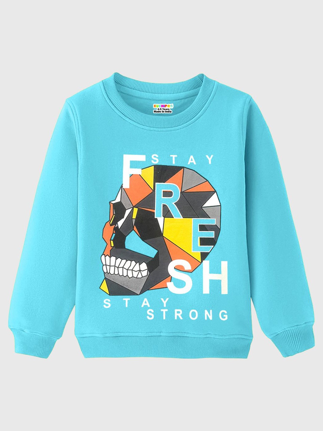KUCHIPOO Boys Humour and Comic Printed Pullover Sweatshirt, Blue