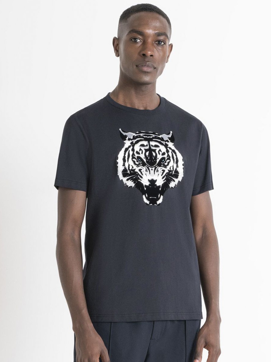 

Antony Morato Men Animal Printed Round Neck Cotton T-shirt, Blue