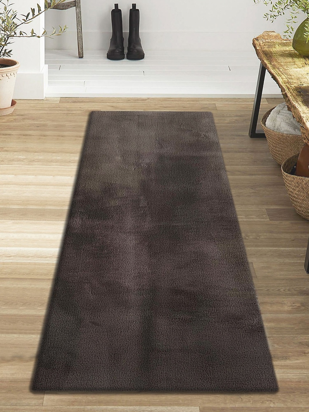 

OBSESSIONS Brown Anti-Static Shaggy Bedside Runner