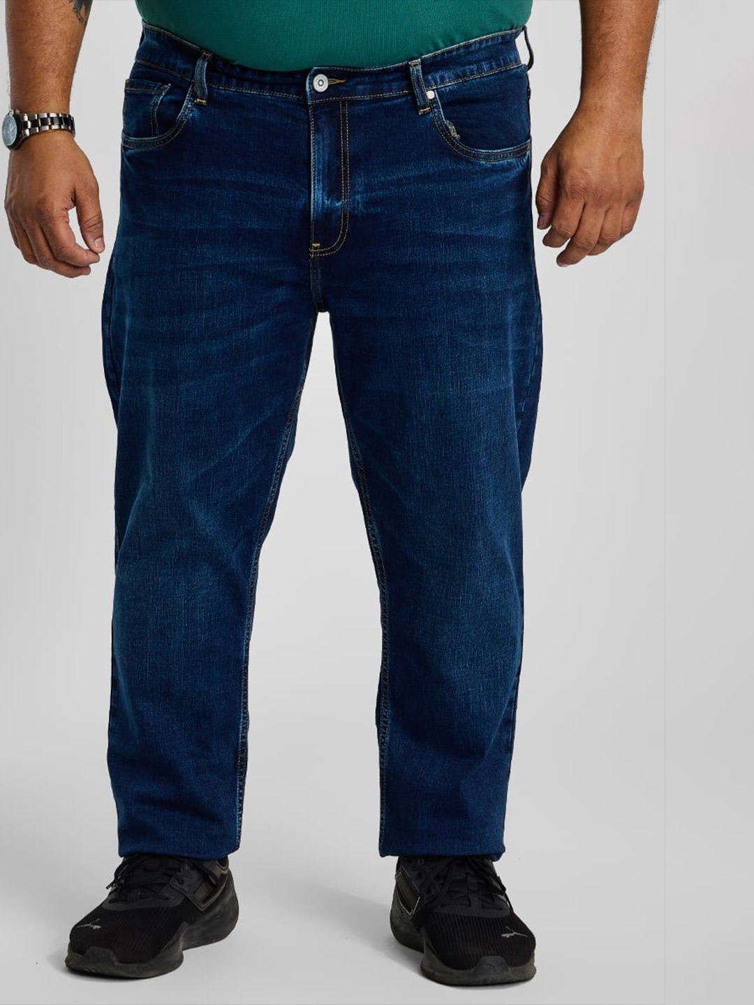 

Snitch Men Plus Size Smart Slim Fit Light Fade Stretchable Jeans, Blue