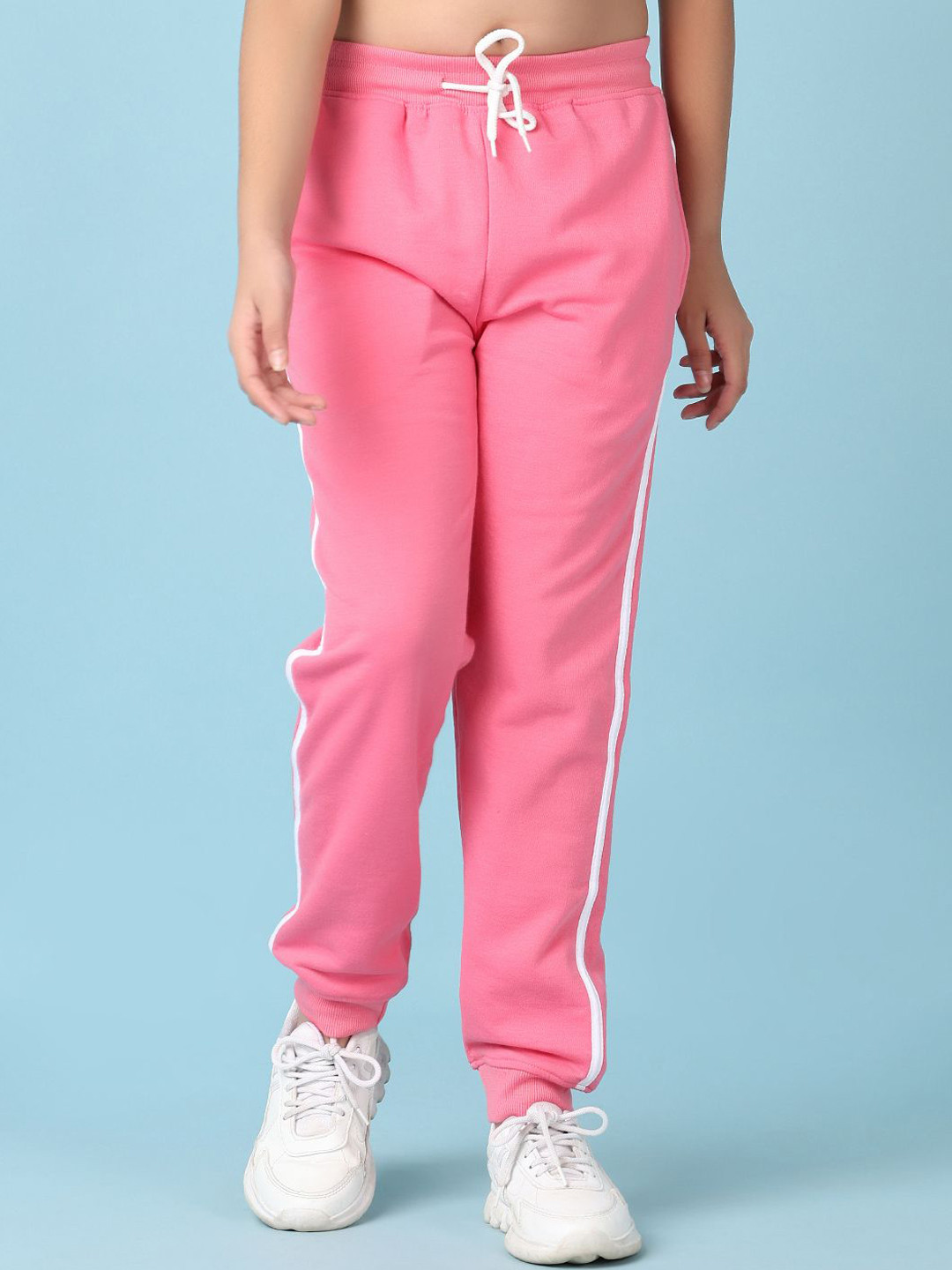

V-Mart Girls Mid-Rise Cotton Track Pant, Pink