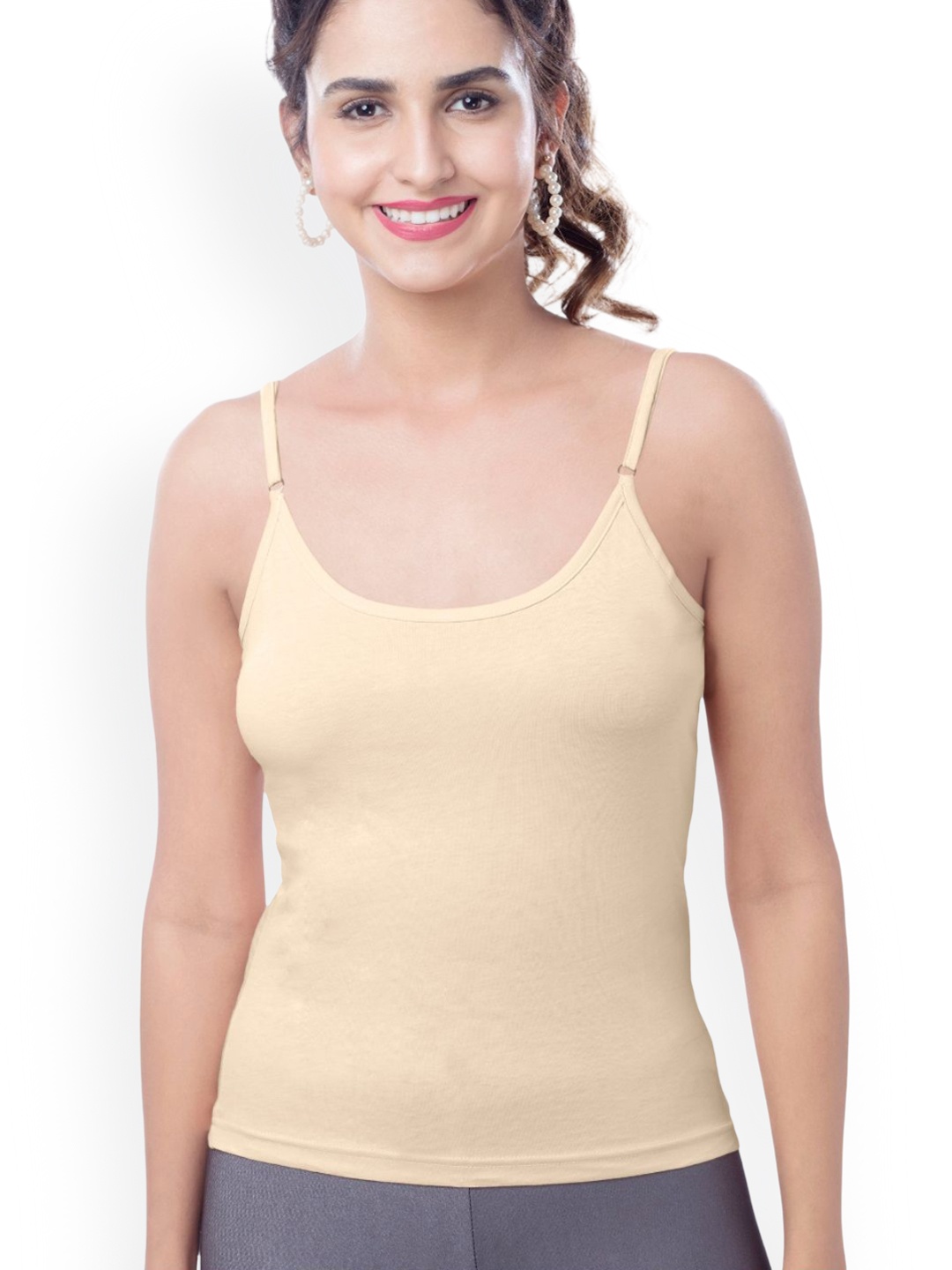 

BRIDA LADIES INNERWEAR Women Cotton Solid Shoulder Strap Casual Camisole, Beige
