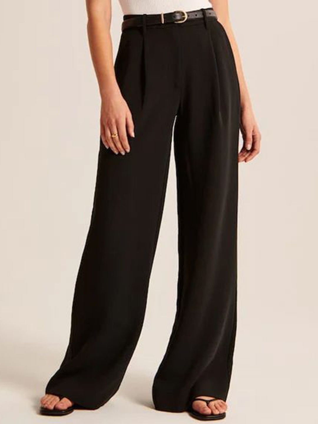 

FNOCKS Women Smart Easy Wash Pleated Trouser, Black