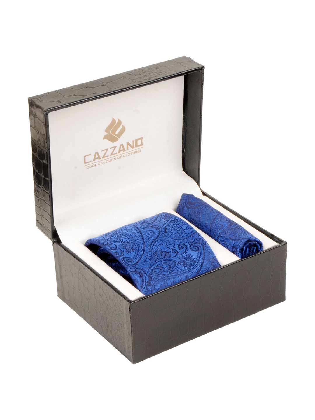 

Cazzano Men Tie and Pocket Square Accessory Gift, Blue