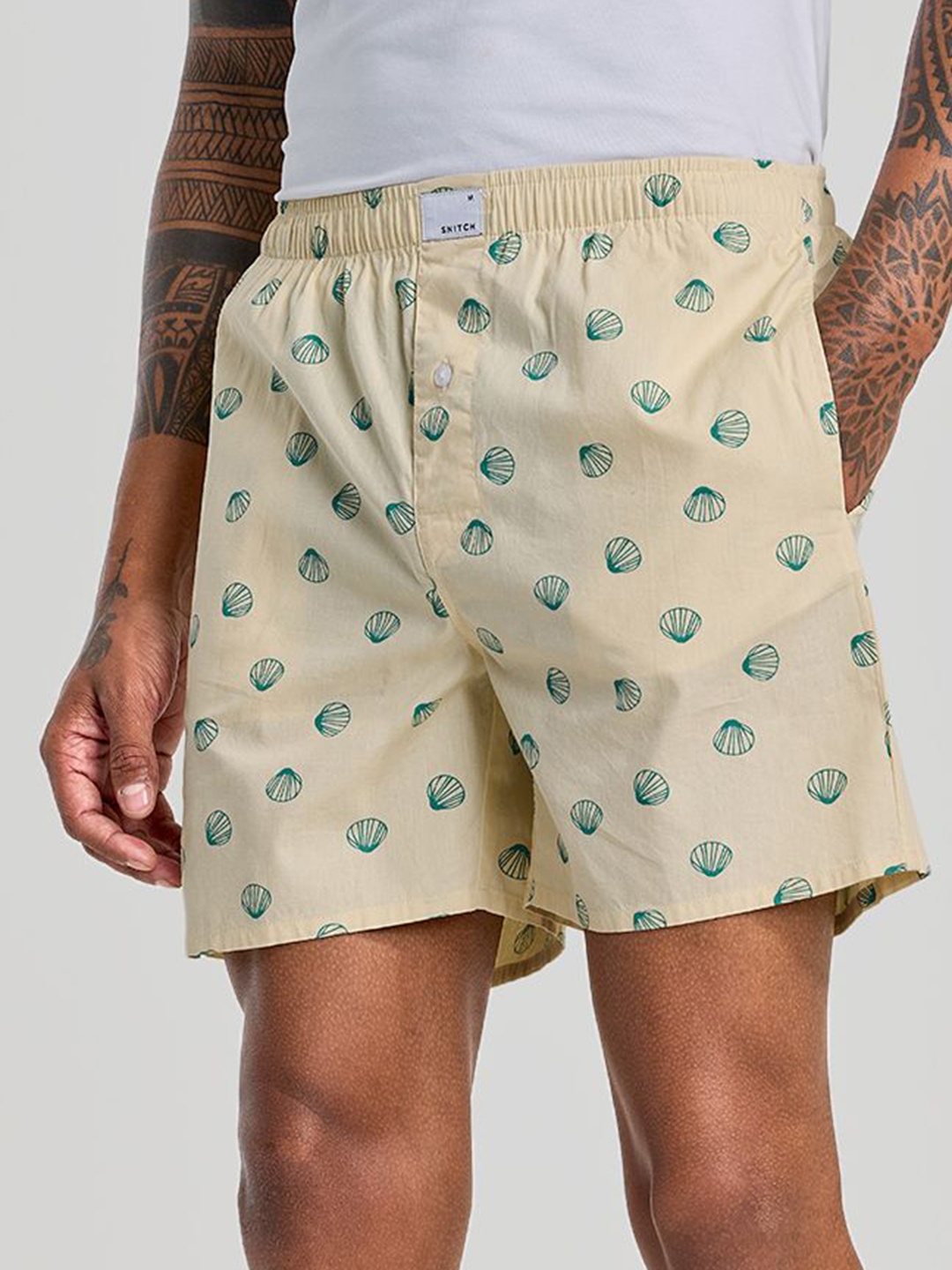 

Snitch Men Printed Pure Cotton Boxers 4MSBX9236-02-S, Yellow