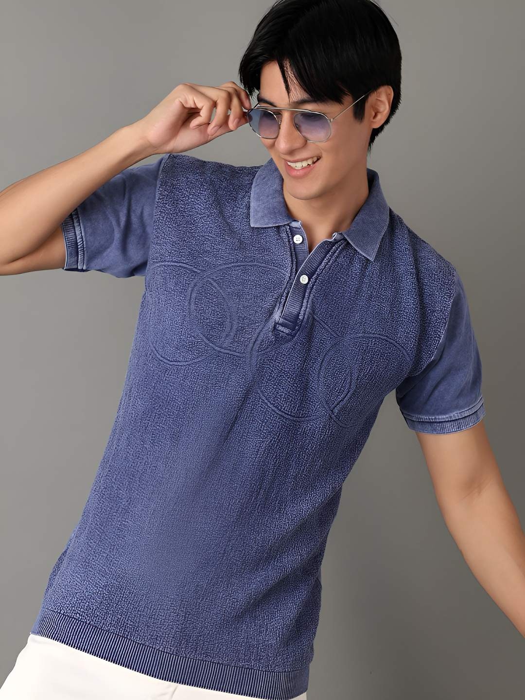 

V-Mart Men Solid Polo Collar T-shirt, Blue