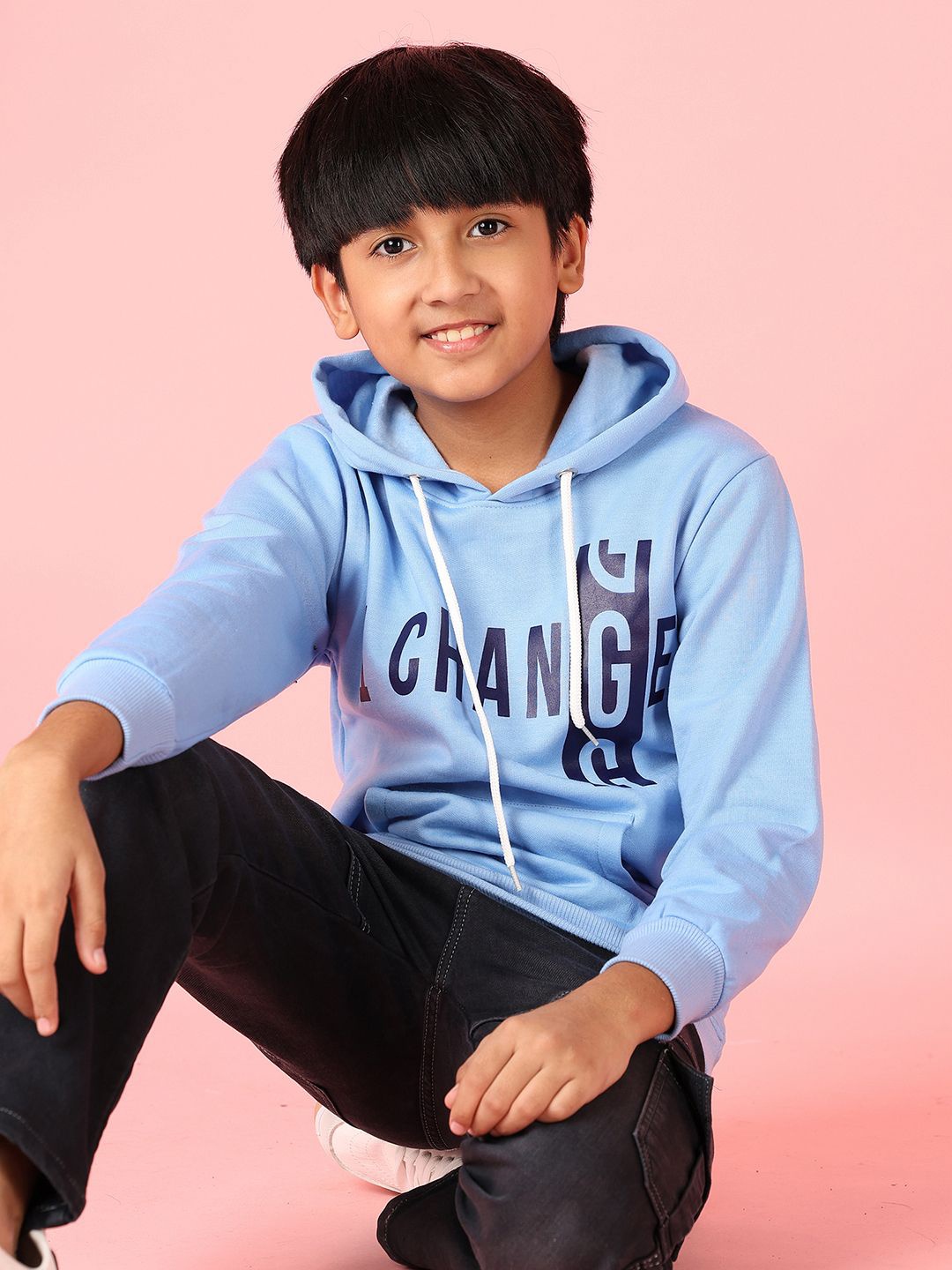 

V-Mart Boys Printed Blue Long Sleeves Hooded Sweatshirt