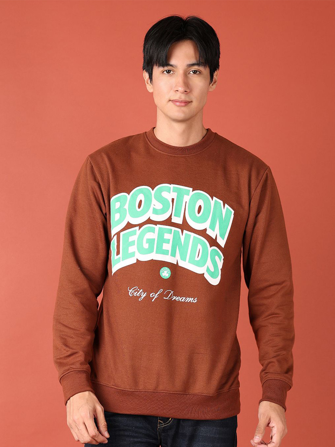

V-Mart Men Typography Printed Sweatshirt, Brown