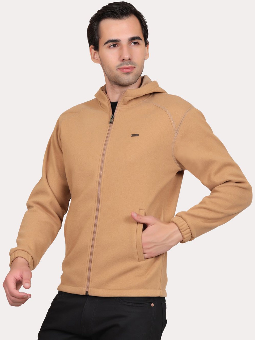 

Spirit Men Hooded Solid Casual Tailored Jacket, Camel brown