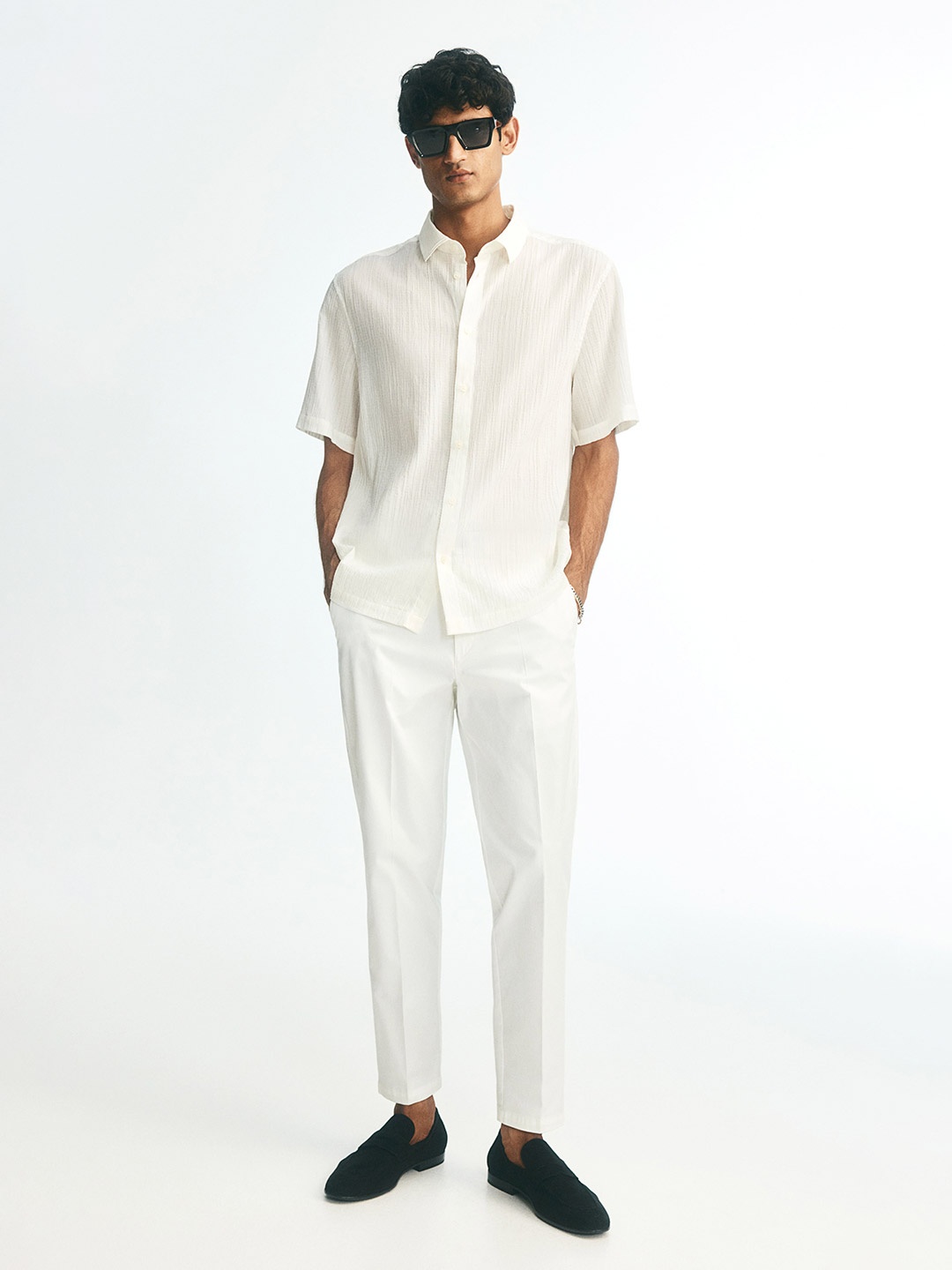 

H&M Short Sleeve Casual Shirts, White