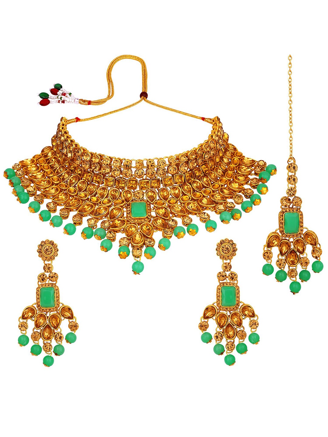 

Stefan Gold-Plated Stone Studded & Beaded Jewellery Set